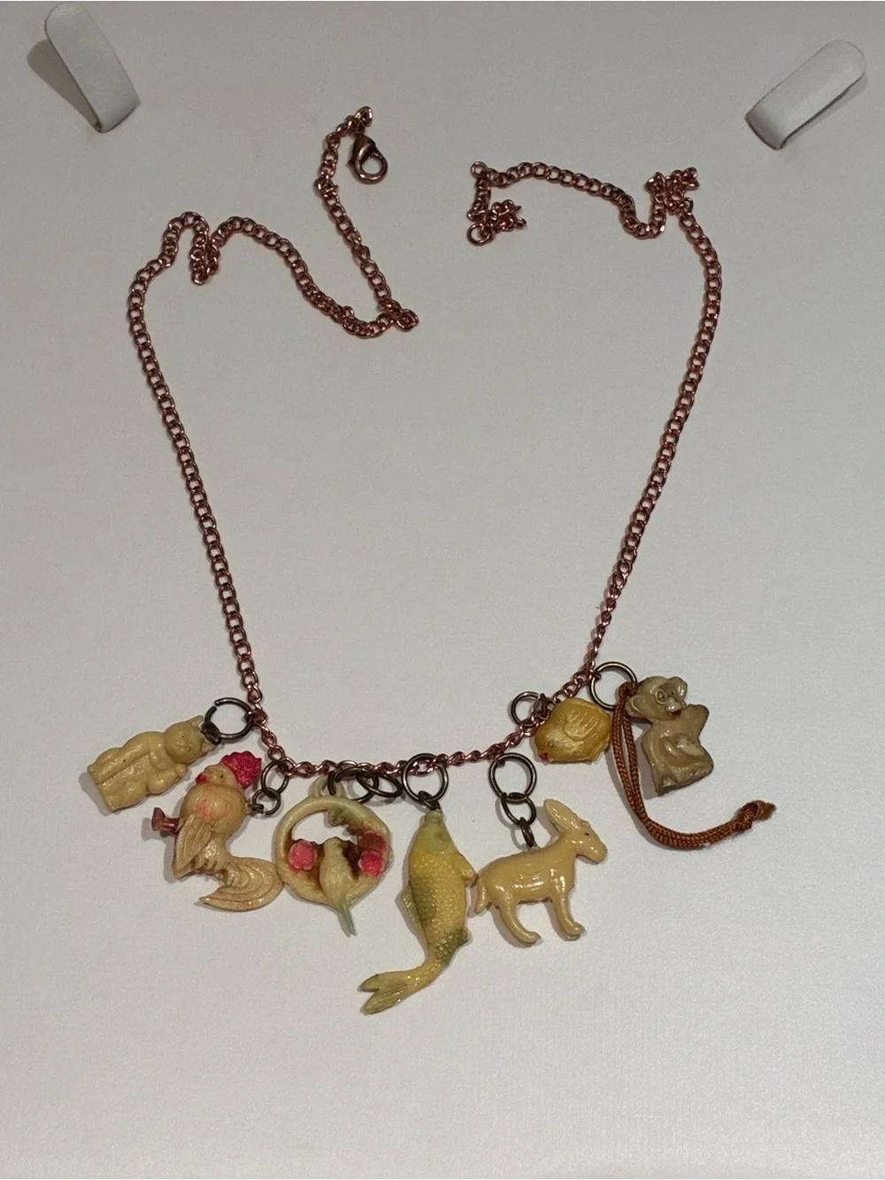 Vintage Cellulose Cracker Jack Charm Necklace